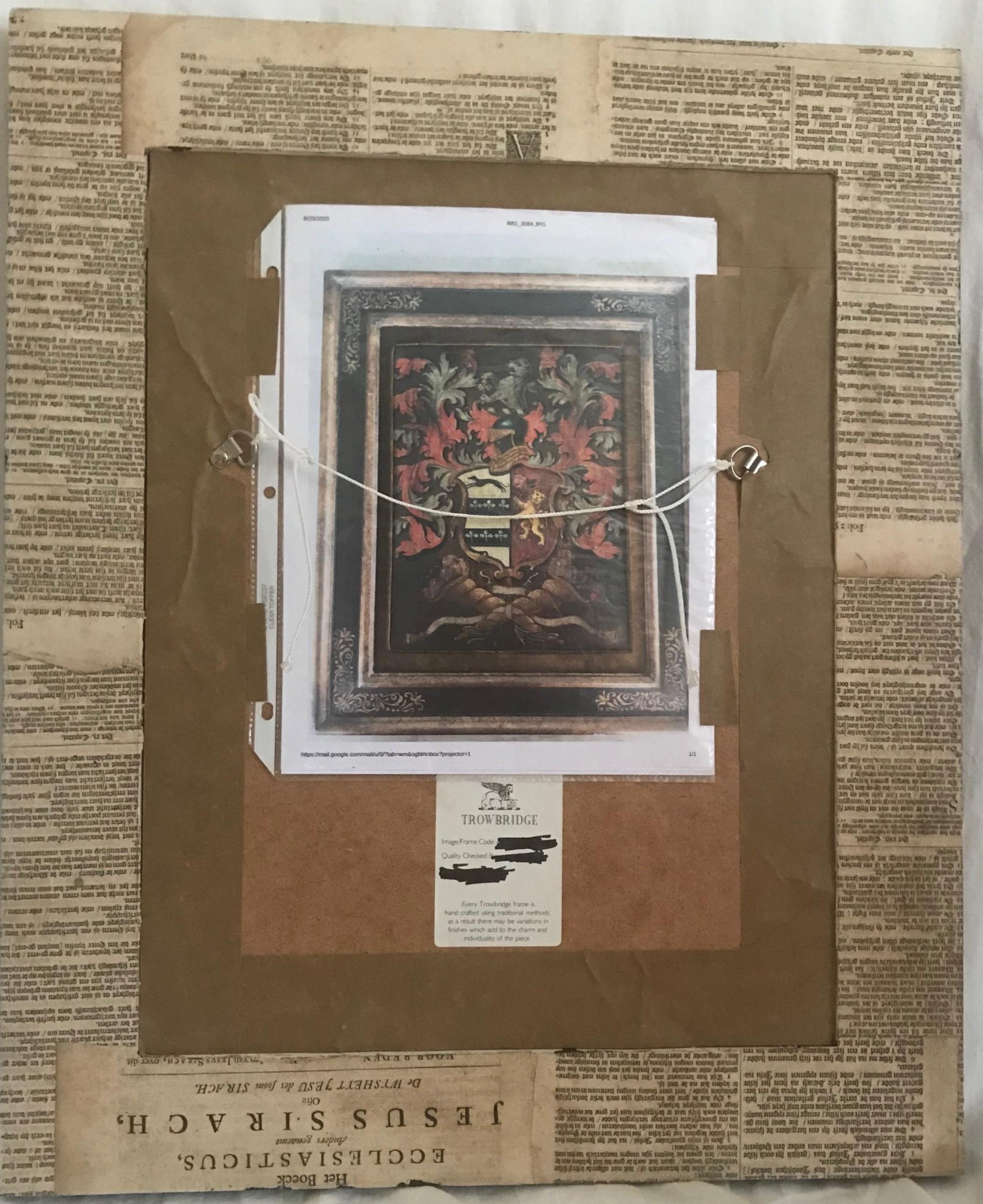 Antikes englisches Palmer-Familienwappen, gemalt, Öl auf Karton (Papier) im Angebot