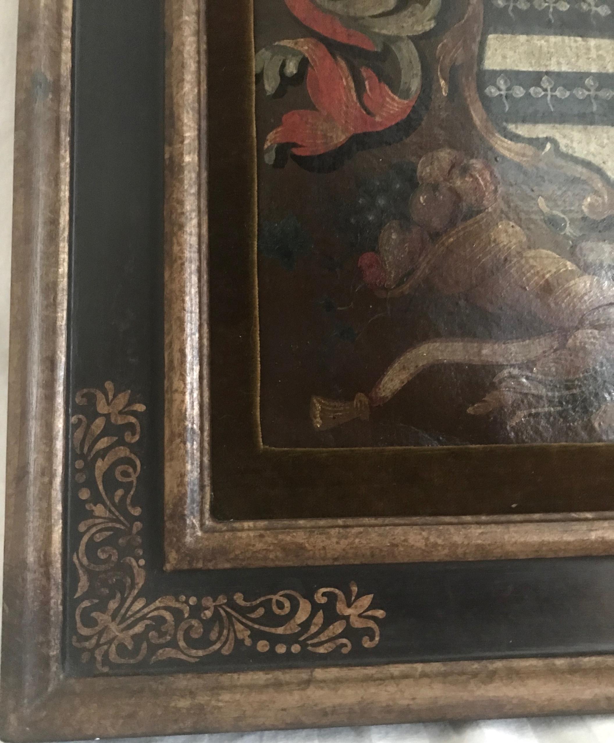 Anglais Ancienne commode de la famille Palmer anglaise peinte à l'huile sur carton en vente