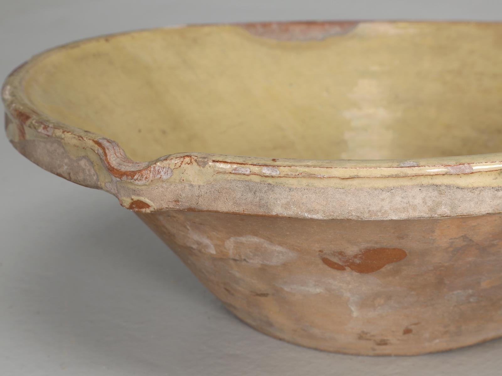 Antique English Pancheon Bowl from Leek in Northern England, 1stdibs New York In Fair Condition In Chicago, IL