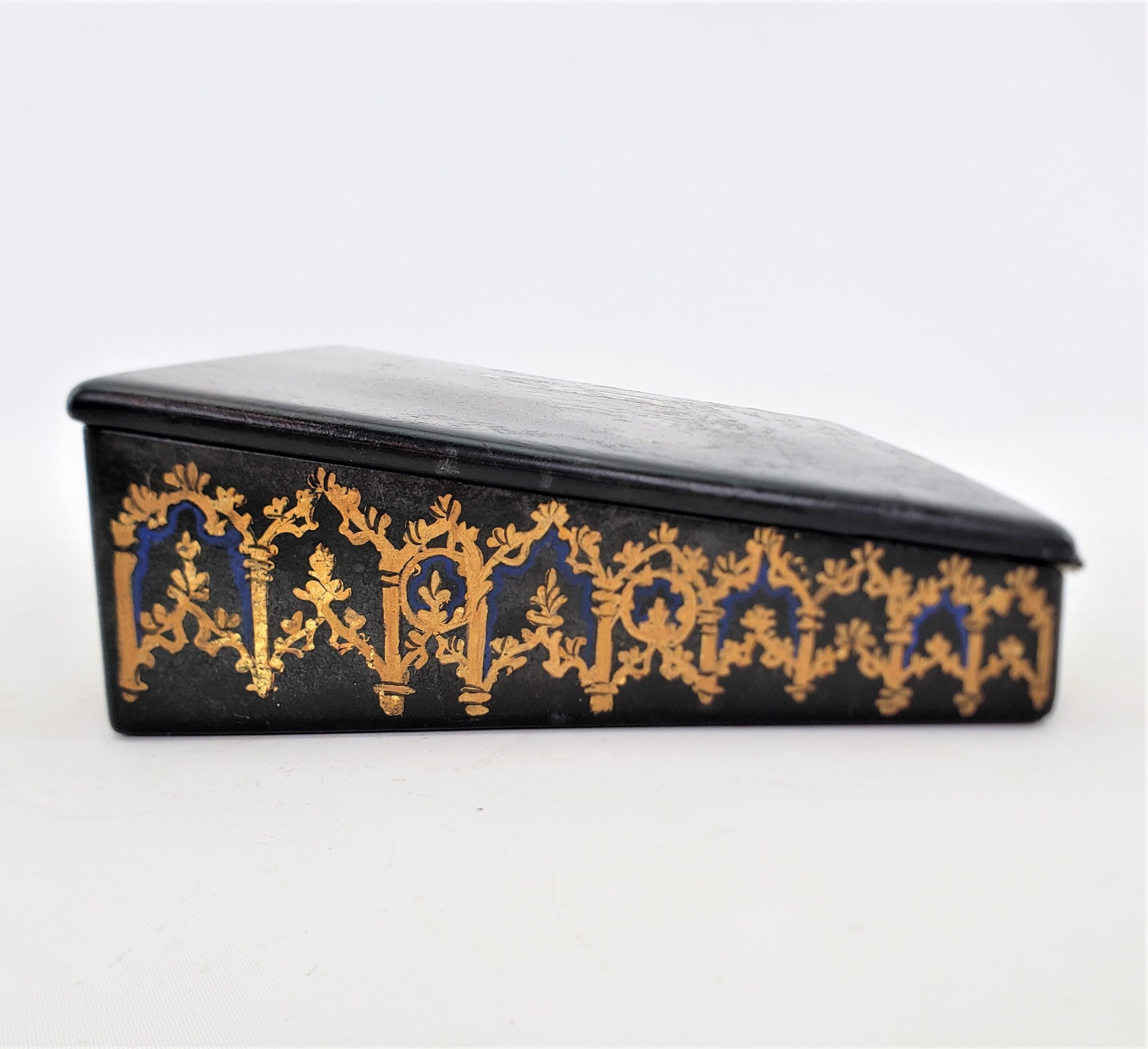 Victorian Antique English Paper Mache Ladies Writing Box or Lap Desk with Japanned Finish For Sale