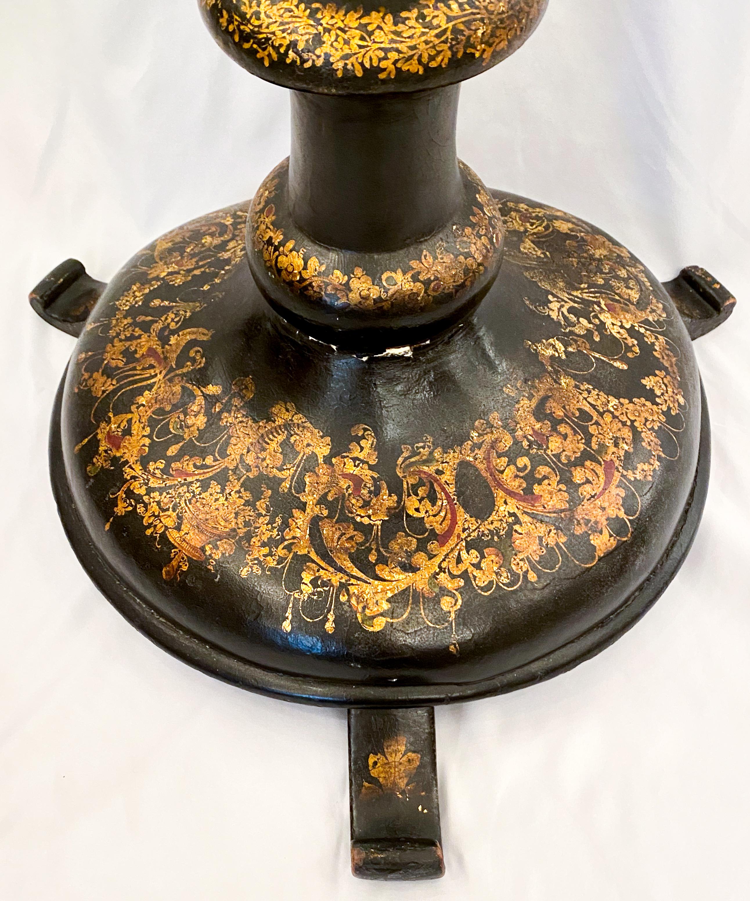 Lacquer Antique English Papier-Mache Teapoy, circa 1880-1890