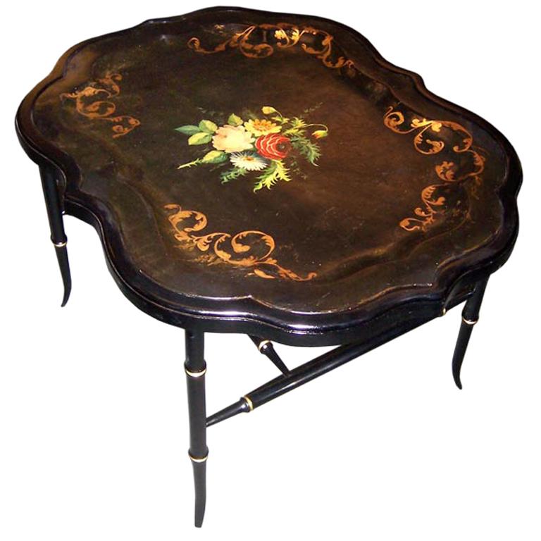 Antique English PapierMâché Tray Table For Sale at 1stDibs vintage