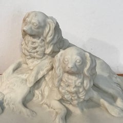Antique English Parian King Charles Spaniels Group by Copeland