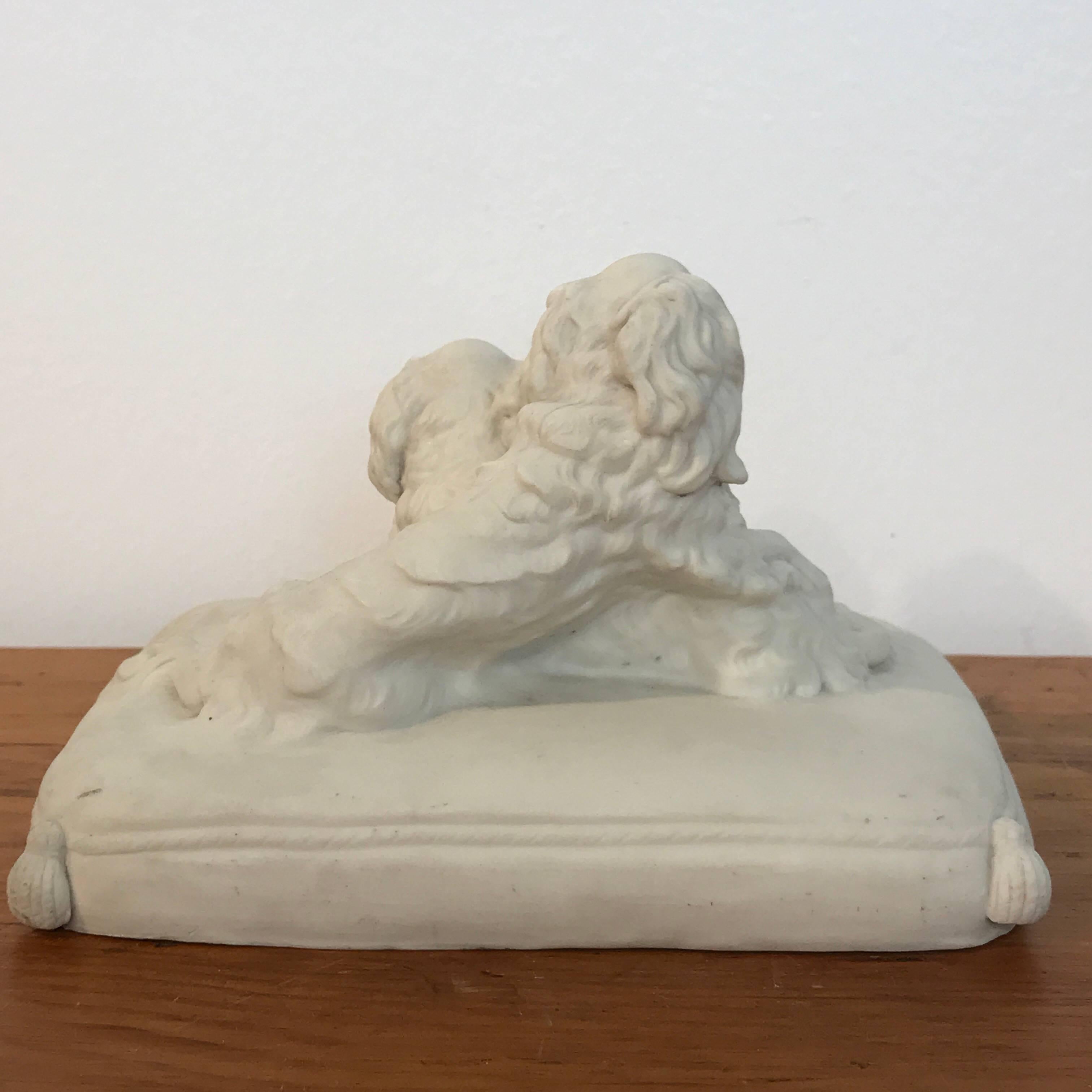 Late 19th Century Antique English Parian King Charles Spaniels Group by Copeland For Sale