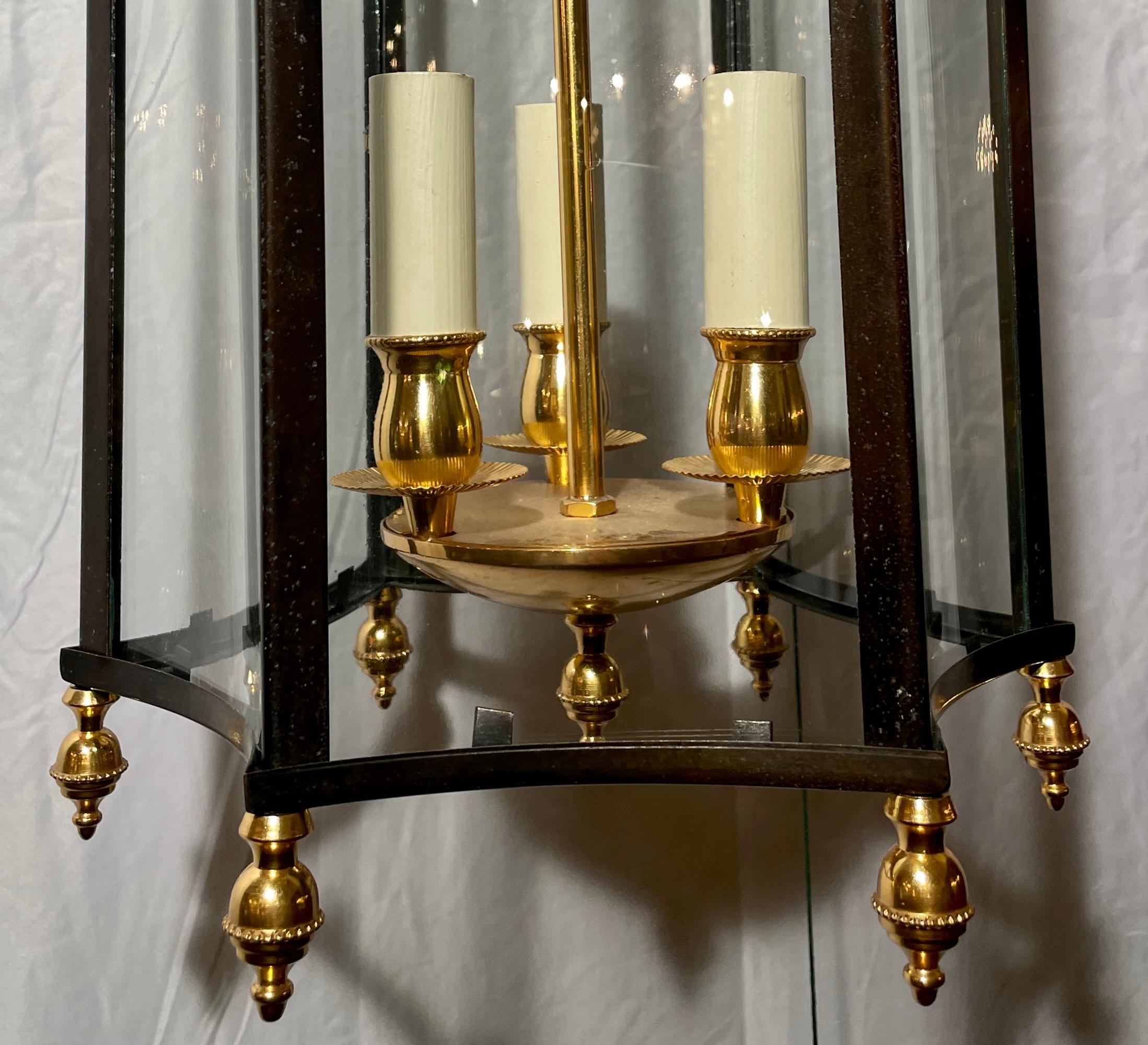 20th Century Antique English Patinated Bronze & Gold Bronze Lantern, circa 1920-1940 For Sale