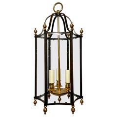 Antike englische Laterne aus patinierter Bronze und Goldbronze, ca. 1920-1940.