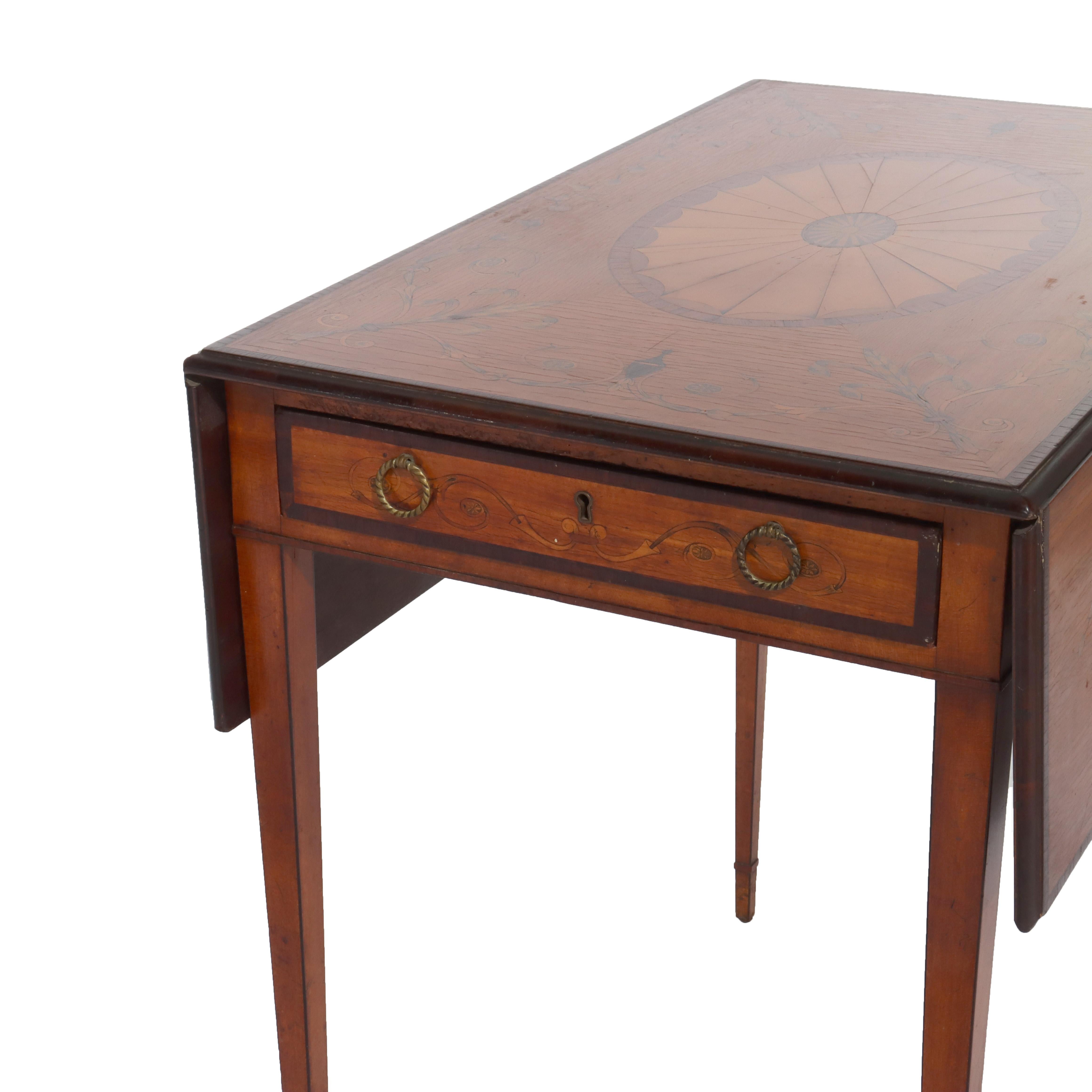 Antique English Pembroke George III Satinwood & Rosewood Drop Leaf Table c1830 For Sale 9