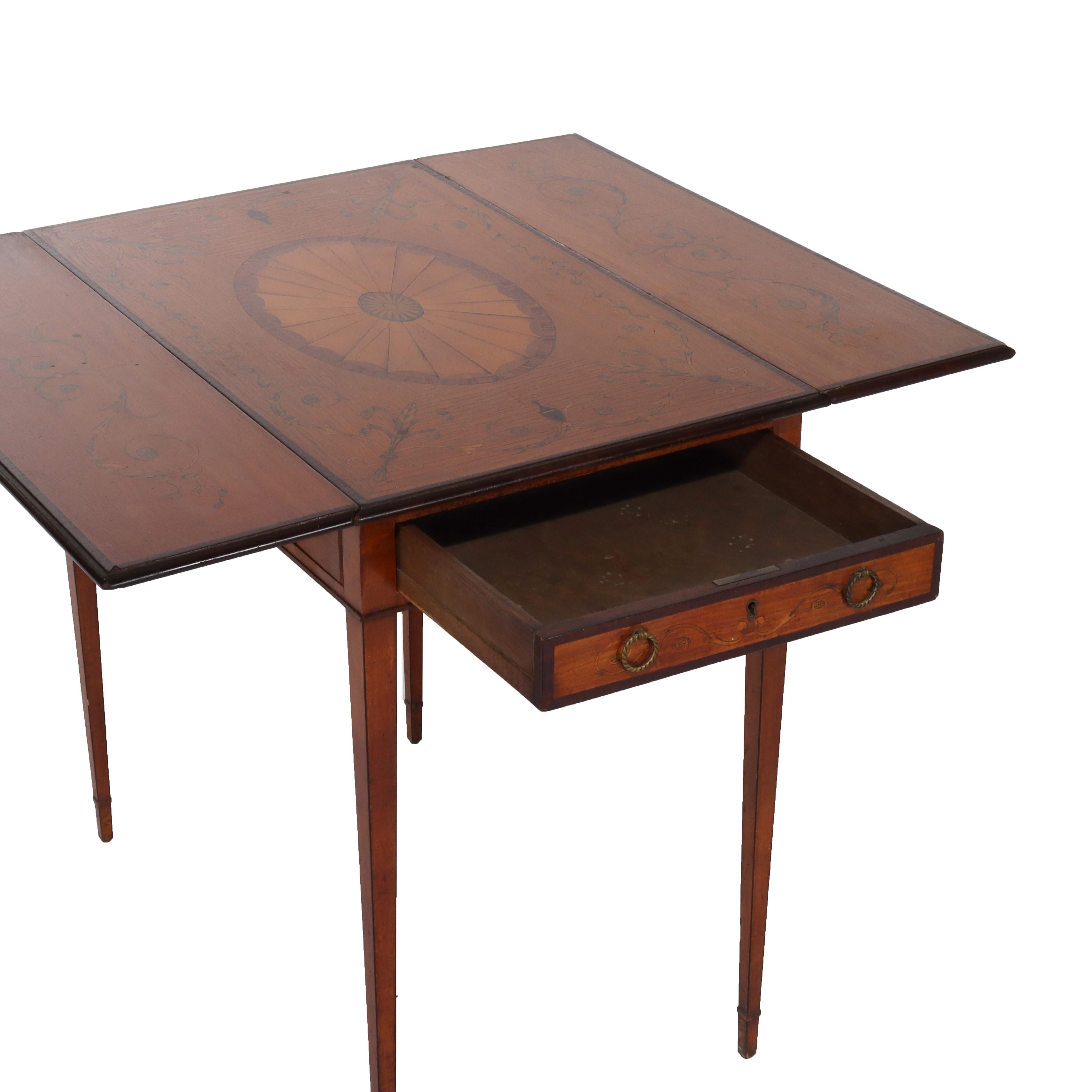 Antique English Pembroke George III Satinwood & Rosewood Drop Leaf Table c1830 For Sale 2