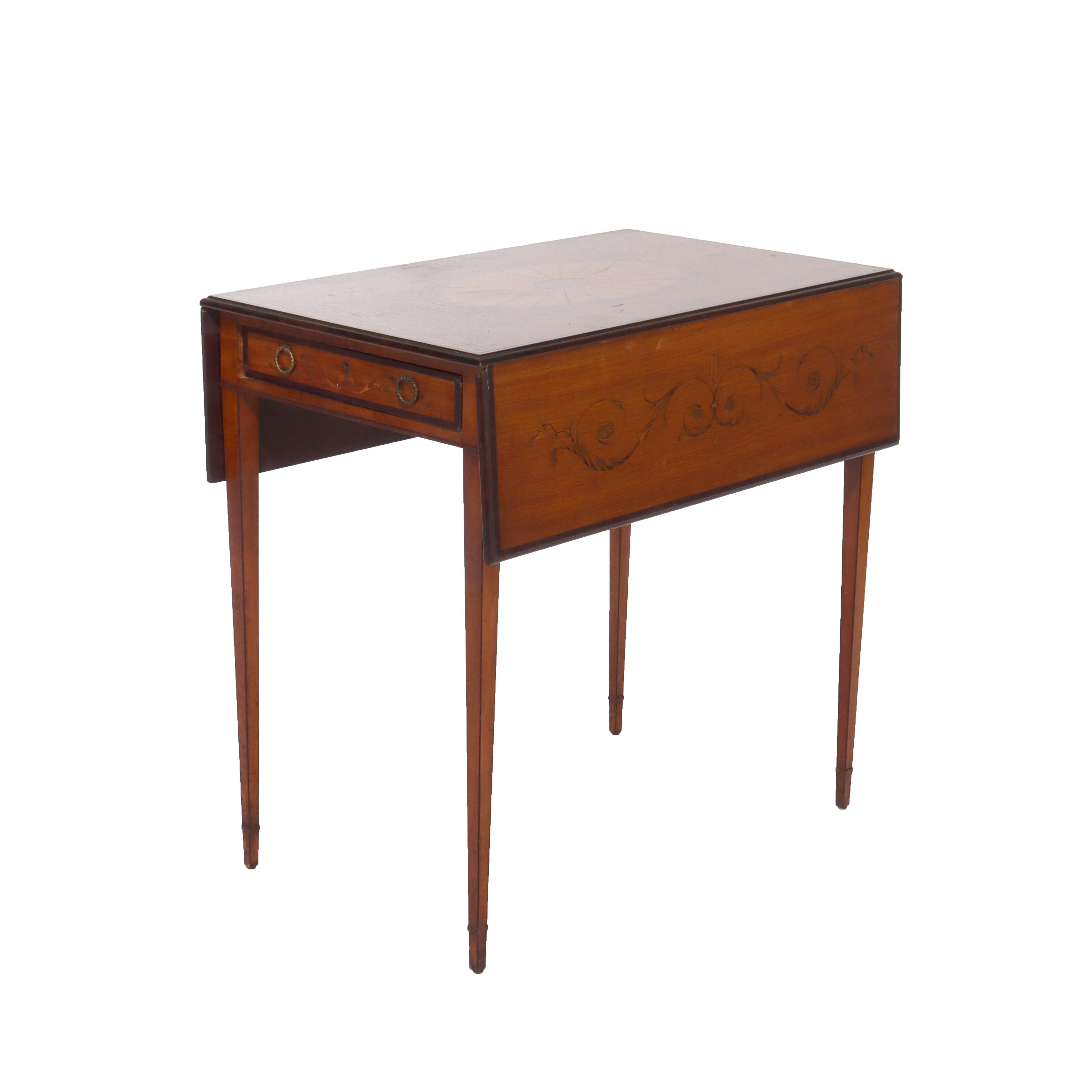 Antique English Pembroke George III Satinwood & Rosewood Drop Leaf Table c1830 For Sale 3