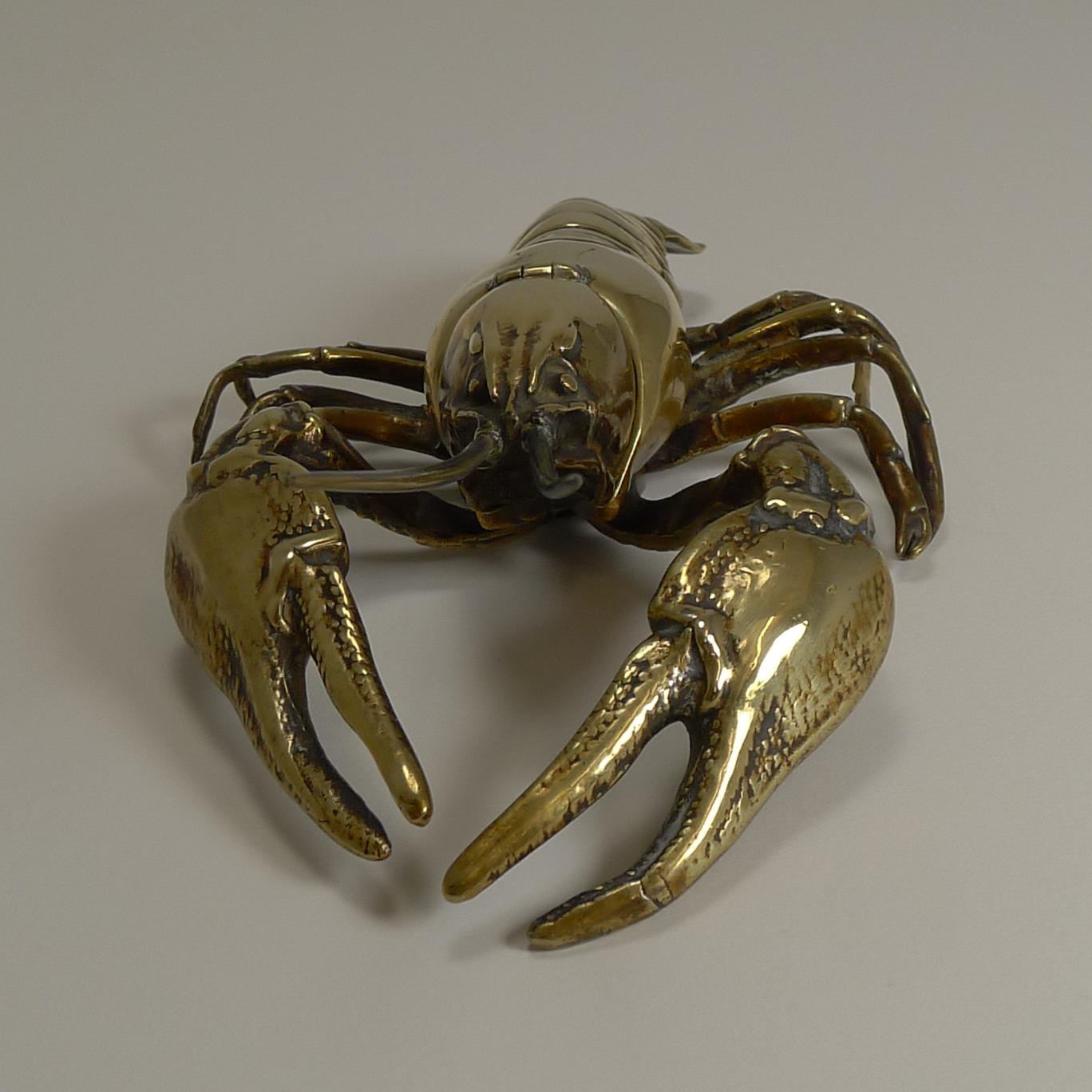 Antique English Pen Nib Wipe in Cast Brass, Lobster, circa 1880 1