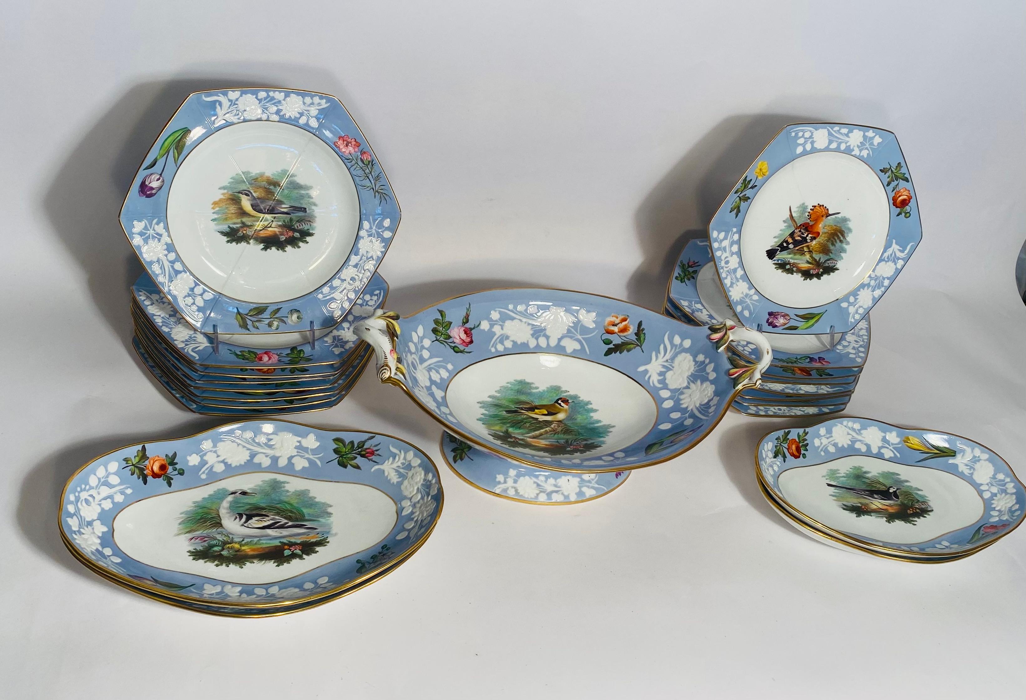 Antique English Periwinkle Blue Dessert Service for 16, Spode Circa 1820  For Sale 1