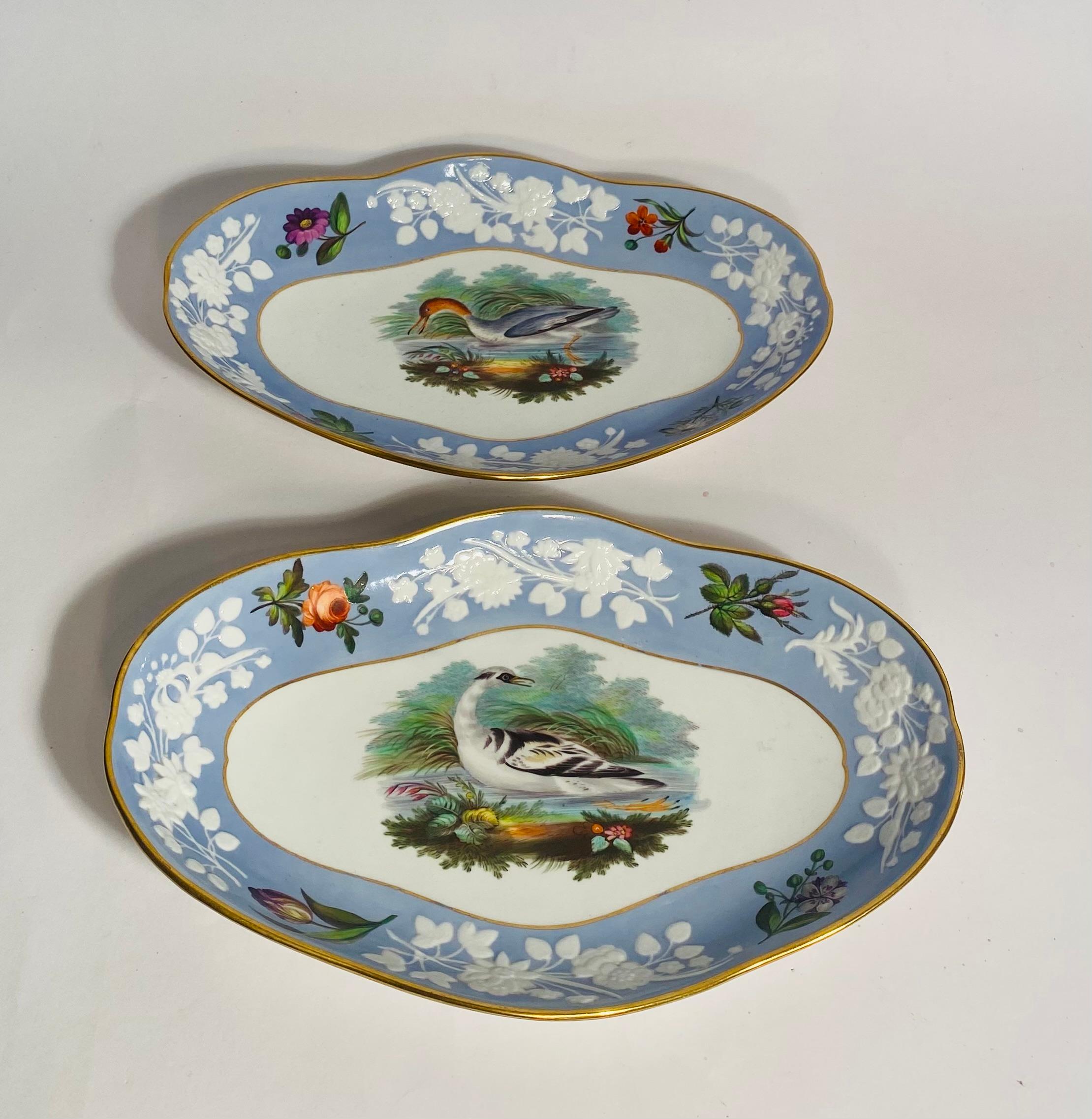 Hand-Crafted Antique English Periwinkle Blue Dessert Service for 16, Spode Circa 1820  For Sale