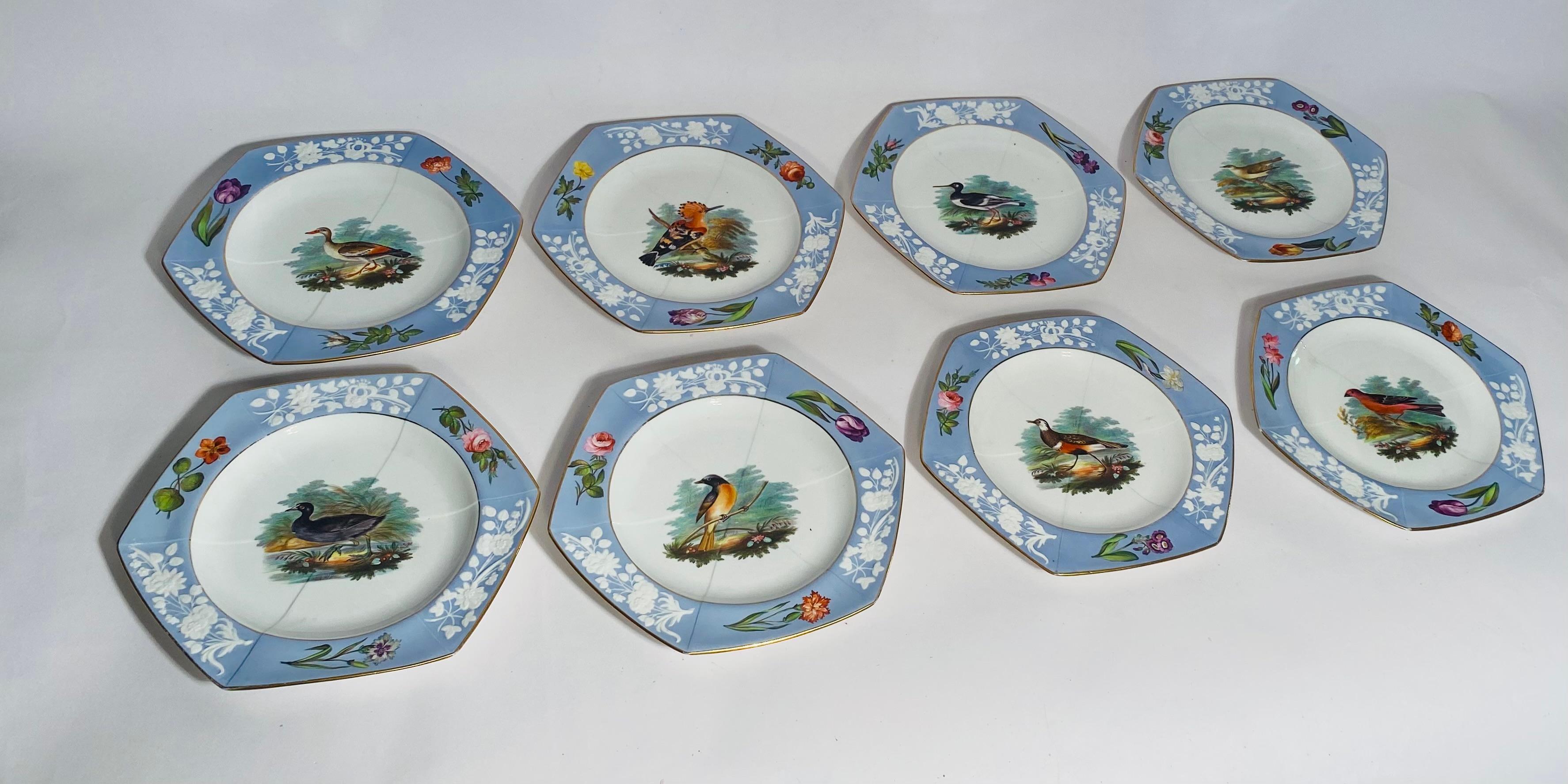 Antique English Periwinkle Blue Dessert Service for 16, Spode Circa 1820  In Good Condition For Sale In West Palm Beach, FL