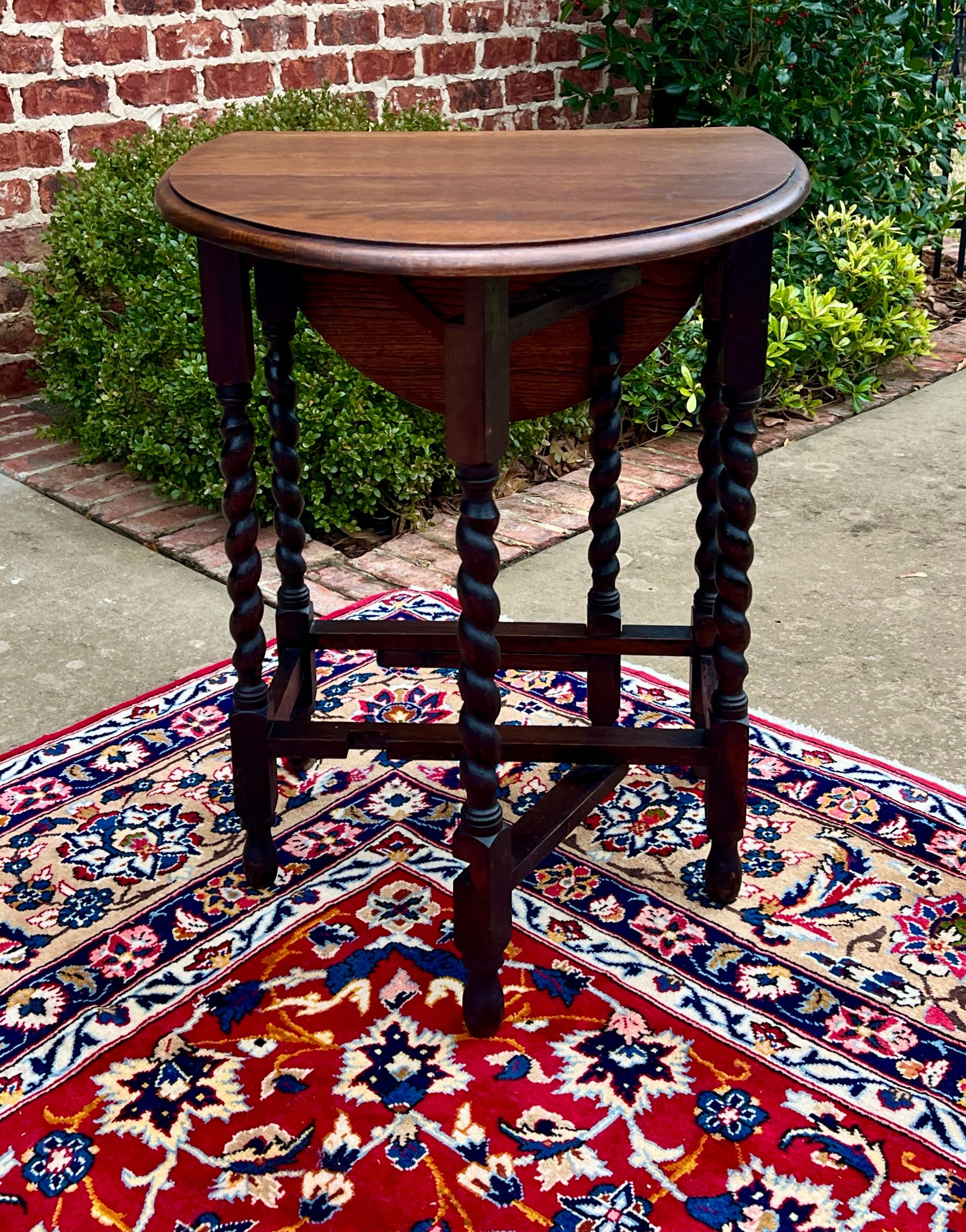 Antique English Petite Barley Twist Drop Leaf Gateleg Oak Oval c.1930s 6