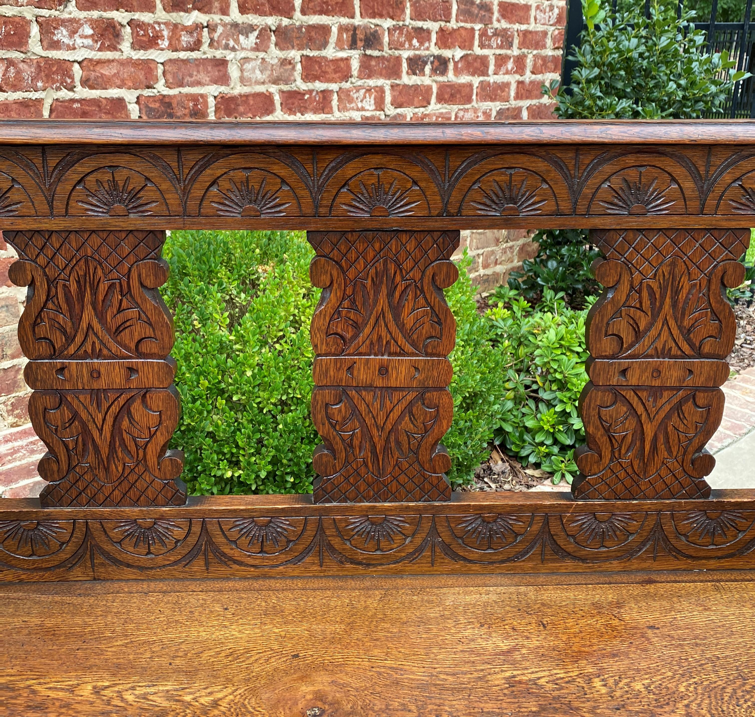 Antique English Petite Bench Settee Hall Entry Bench Banquette Oak 19thC 4