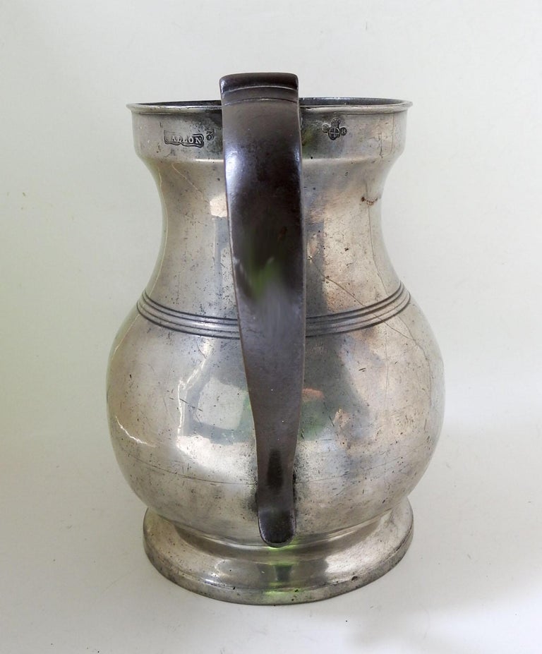 Antique English Pewter 1 Gallon Measuring Pitcher For Sale at 1stDibs