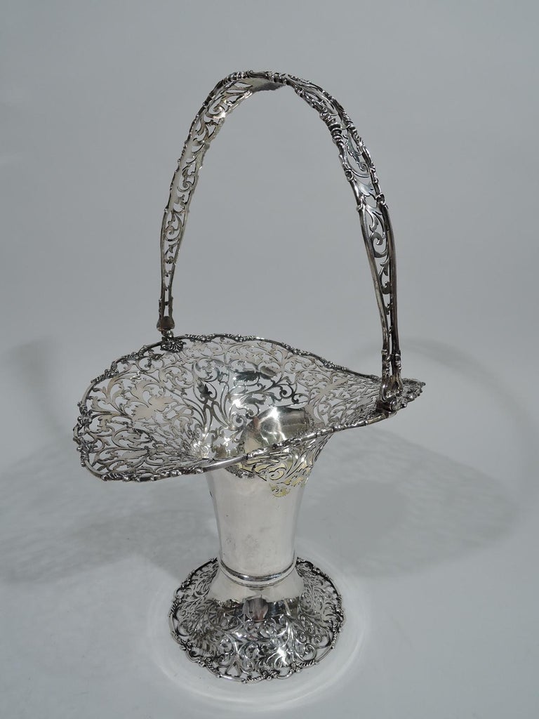Antique English Pierced Sterling Silver Basket For Sale at 1stDibs
