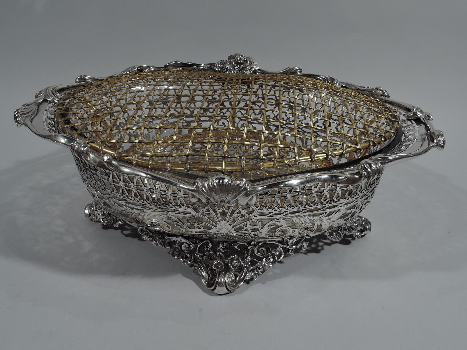 Early 20th Century Antique English Pierced Sterling Silver Centerpiece Flower Bowl 