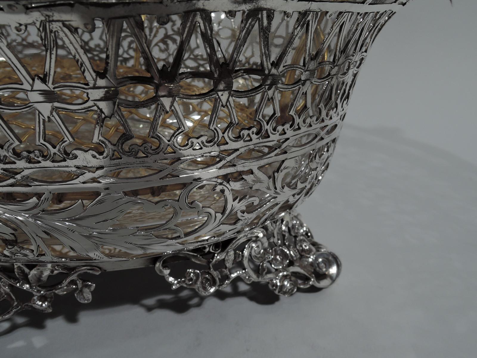 Antique English Pierced Sterling Silver Centerpiece Flower Bowl  3