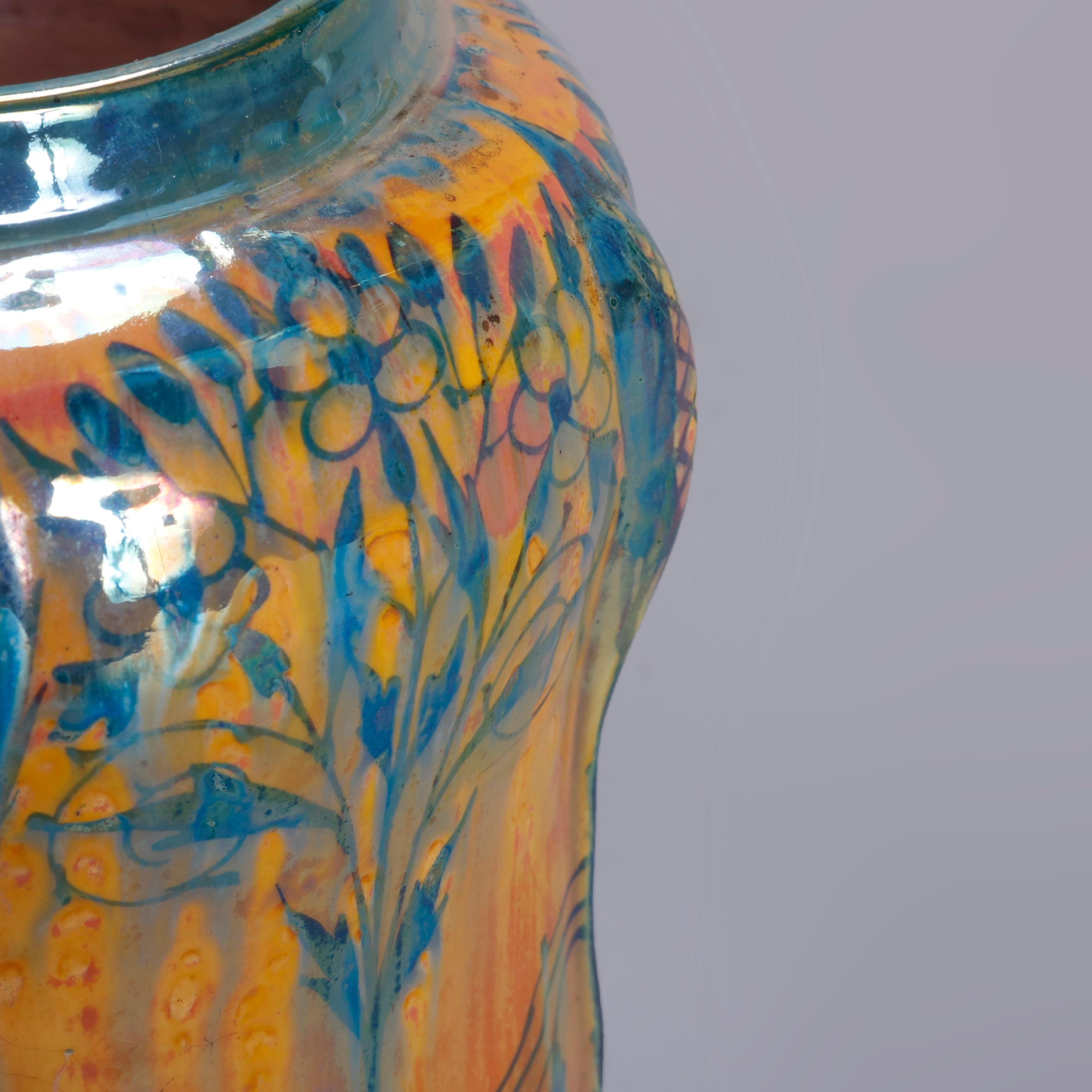 English Pilkington Art Pottery Biscuit Jar, Stylized Landscape, 20th Century 6