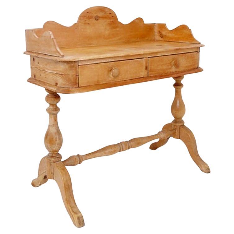 Antique English Pine 2 Drawer Desk - 1950s