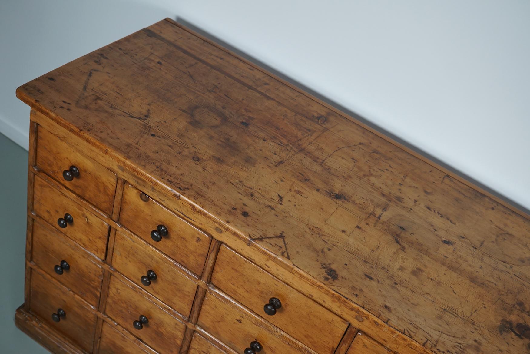 Antique English Pine Apothecary Cabinet / Bank of Drawers, 1890s 6