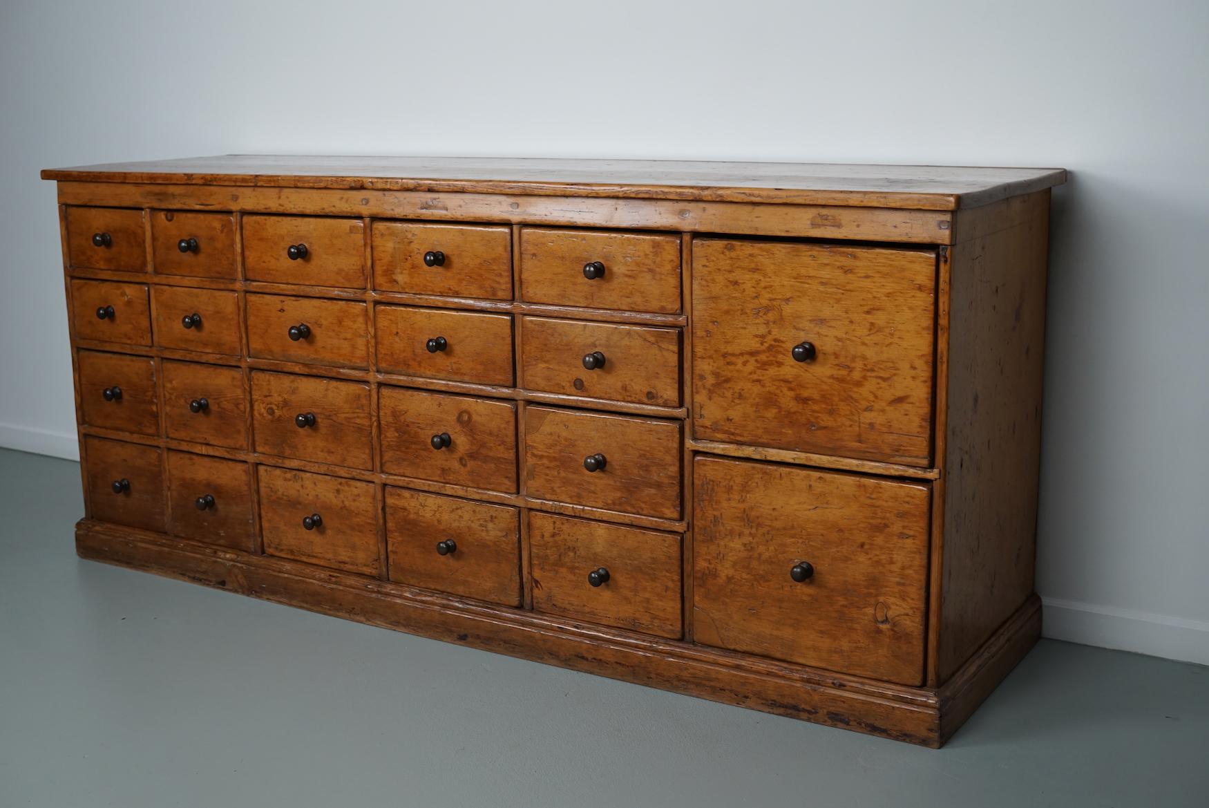 Antique English Pine Apothecary Cabinet / Bank of Drawers, 1890s 2