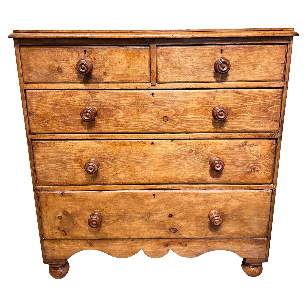 Antique English Pine Chest  For Sale