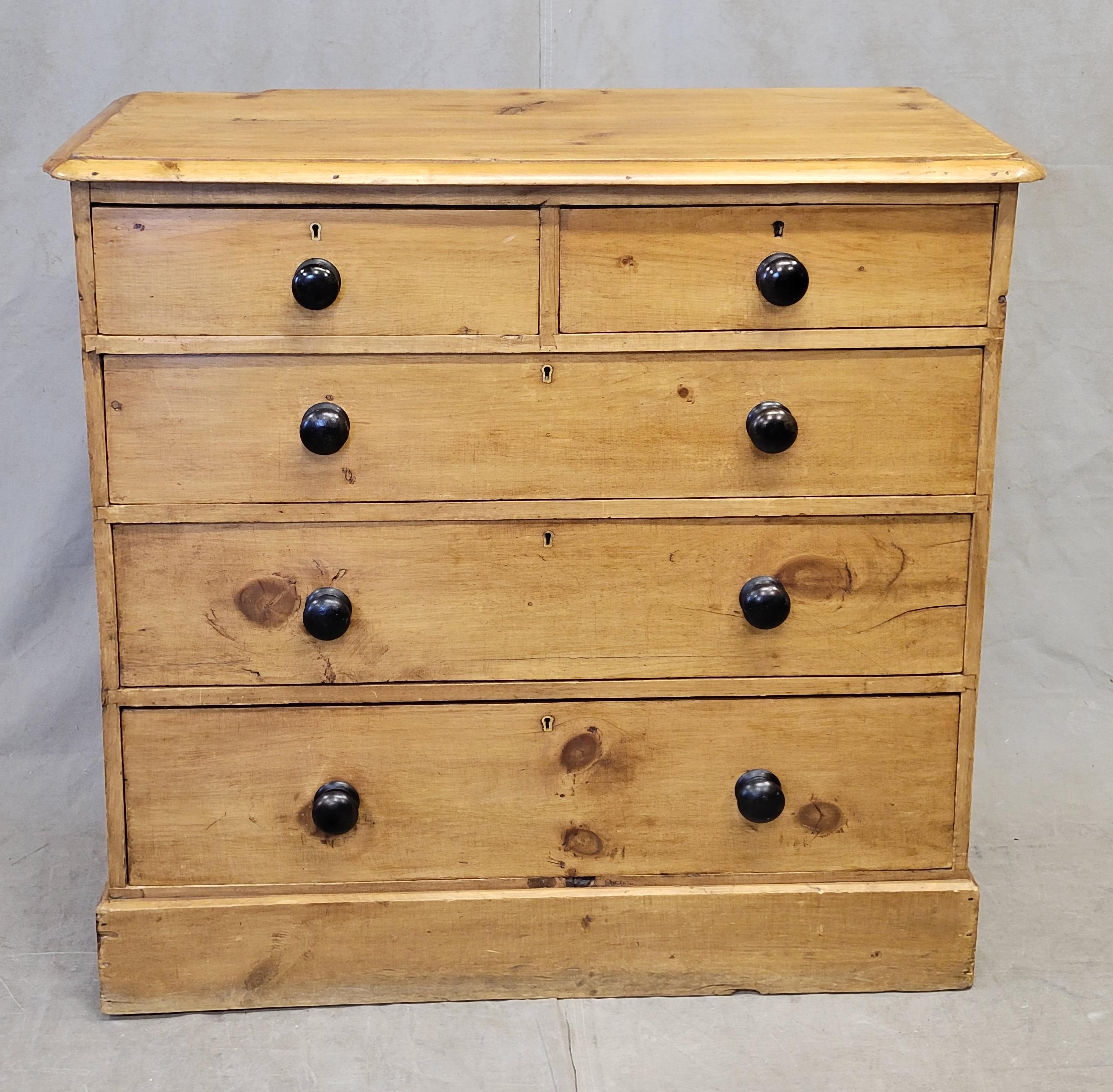 Antique English Pine Chest of Drawers Dresser 3