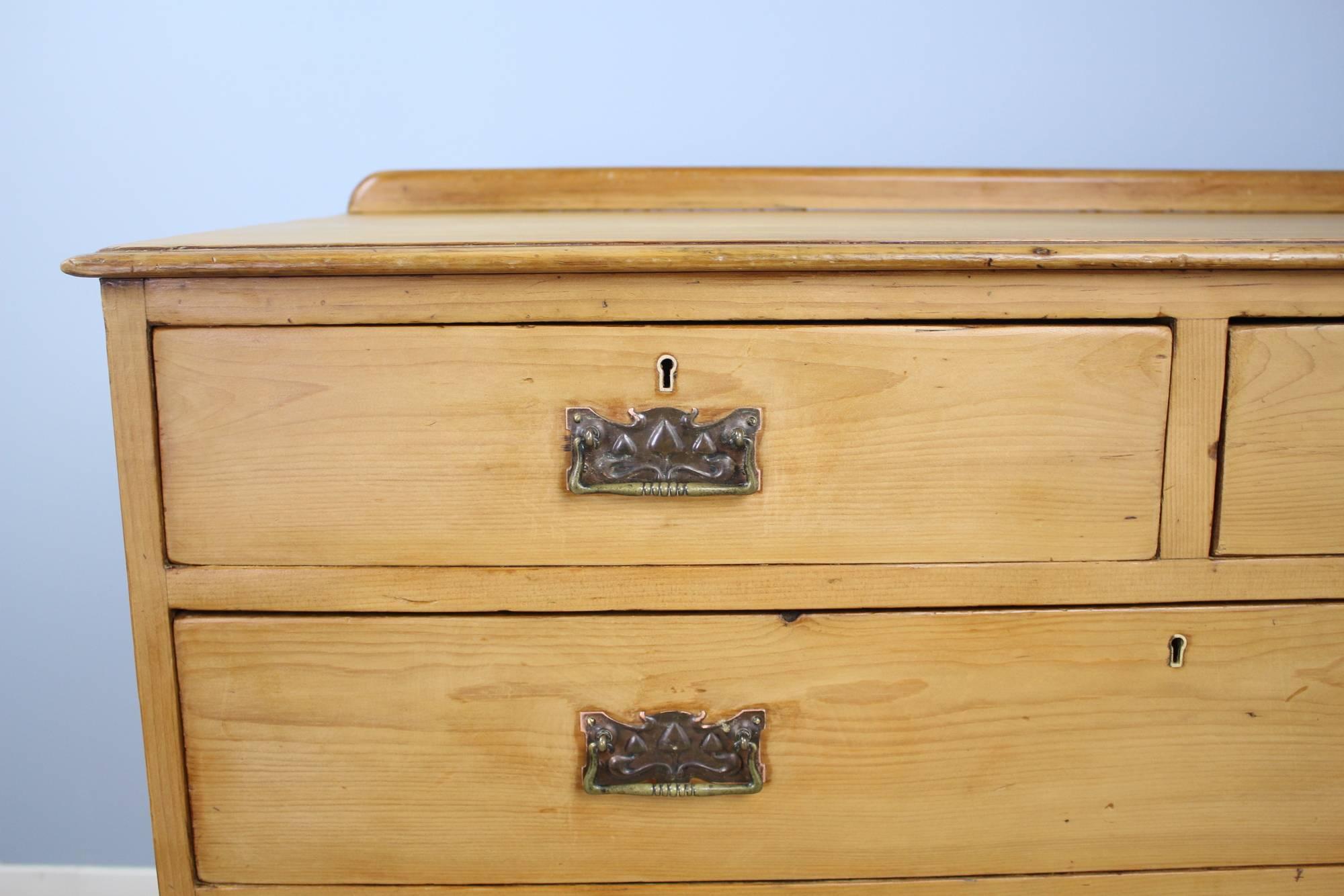 Antique English Pine Chest of Drawers with Decorative Pulls 3