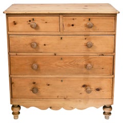 Antique English Pine Chest of Drawers with Original Tulip Feet, c. 1850