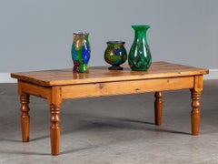 Antique English Pine Coffee Table Turned Legs, circa 1875