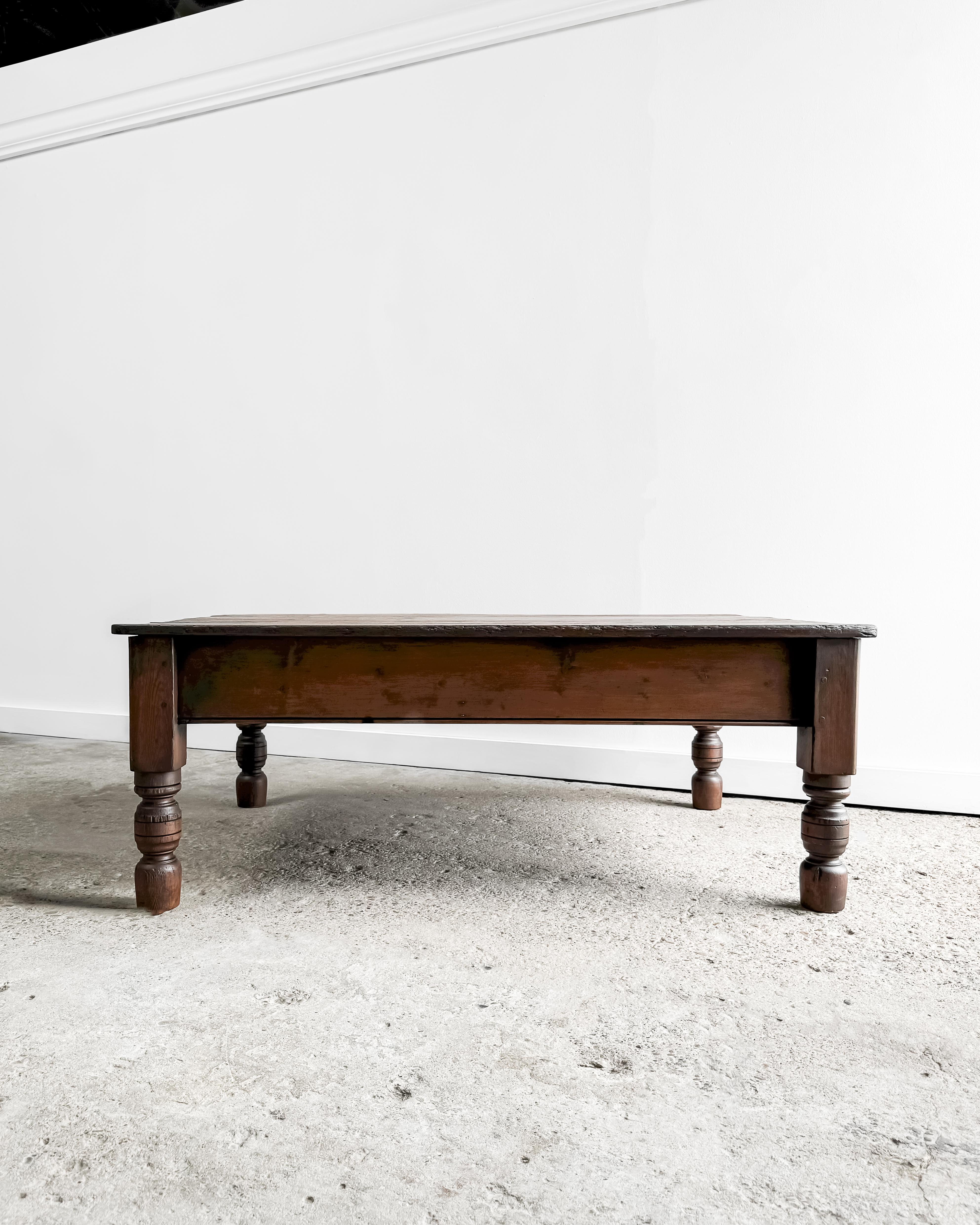 Antique English Pine Coffee Table with Dark Stain 7