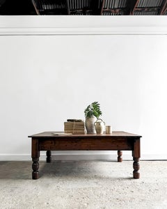 Antique English Pine Coffee Table with Dark Stain