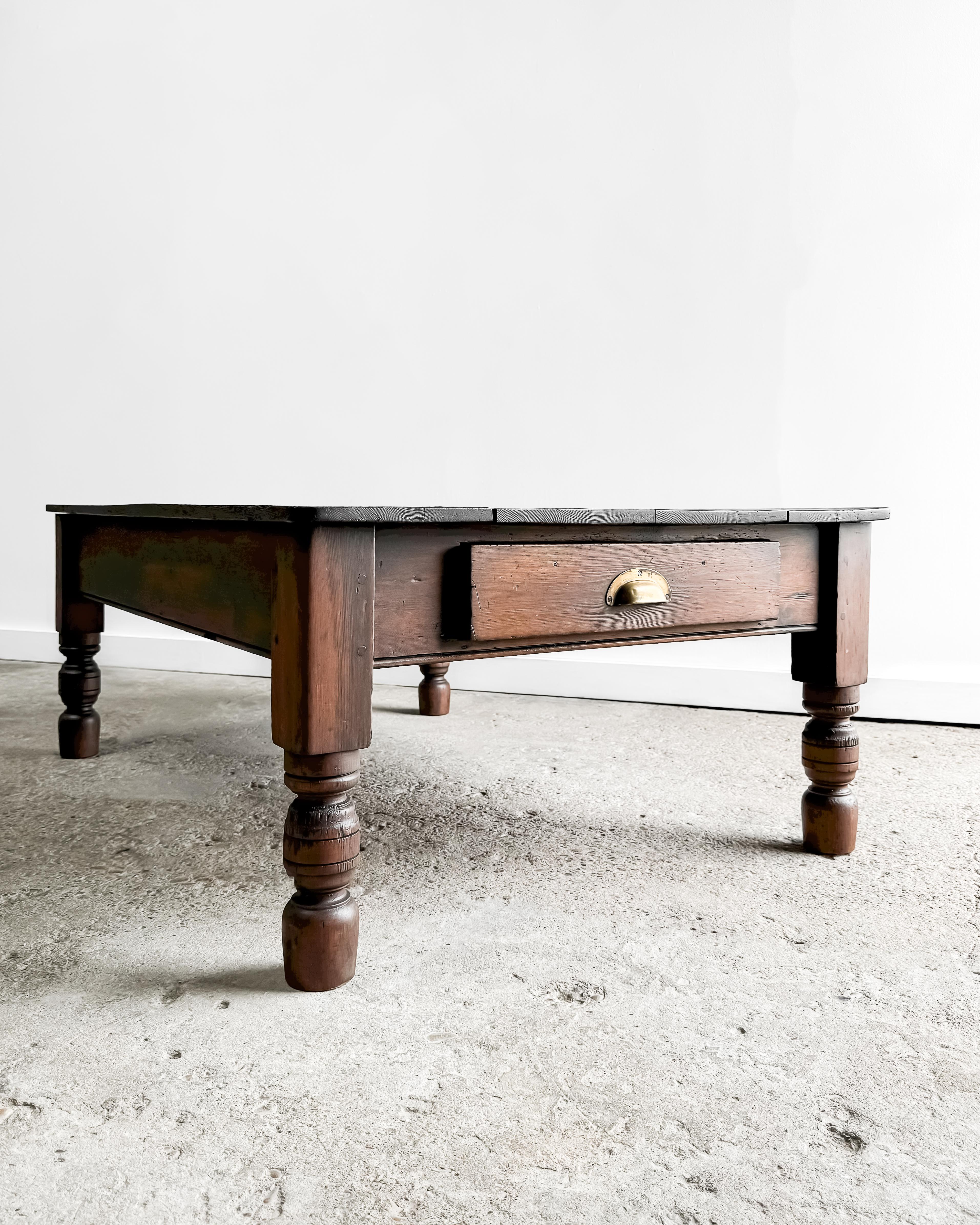 Antique English Pine Coffee Table with Dark Stain 3