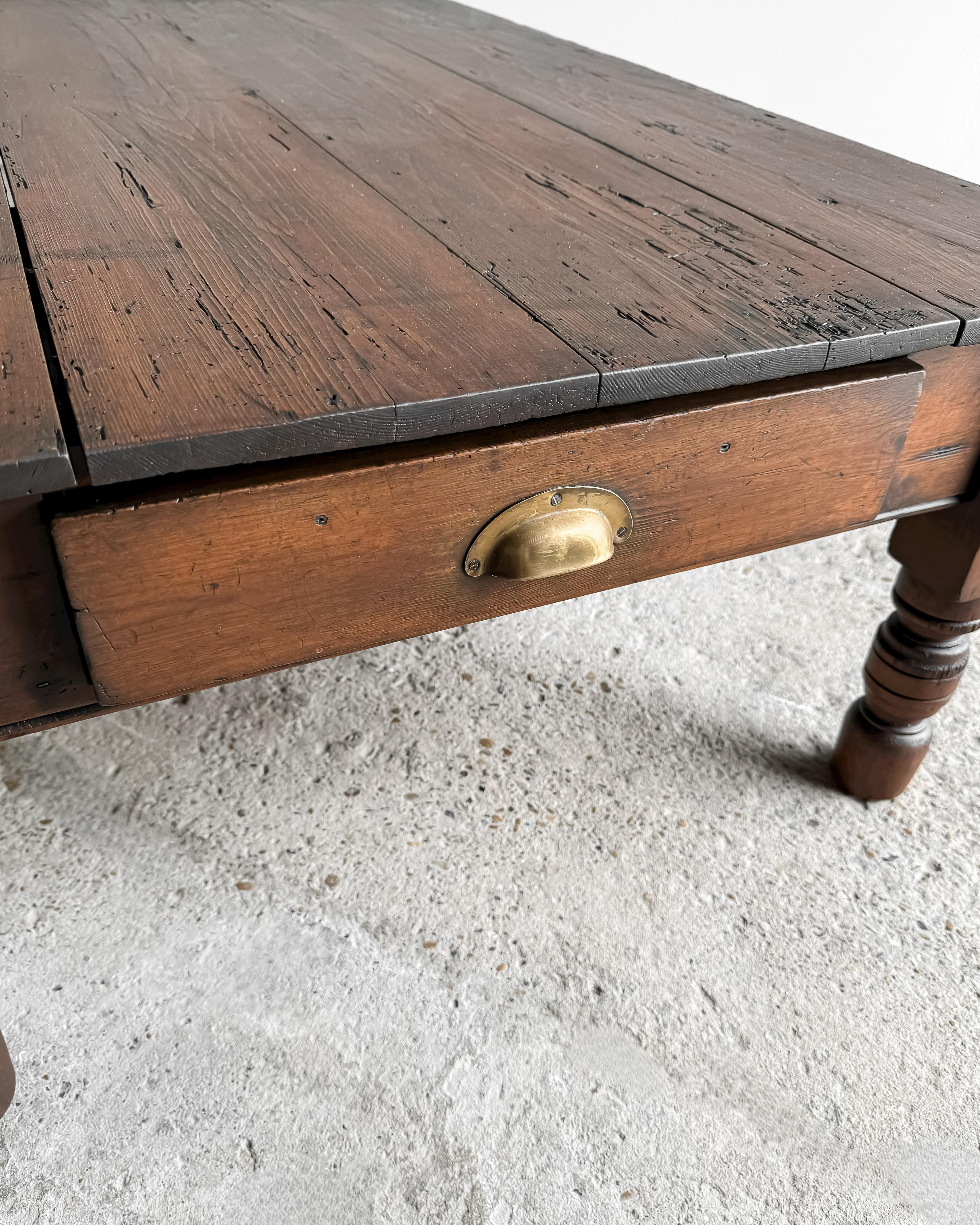 Antique English Pine Coffee Table with Dark Stain 4
