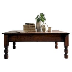 Antique English Pine Coffee Table with Dark Stain