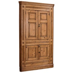 Antique English Pine Corner Cabinet