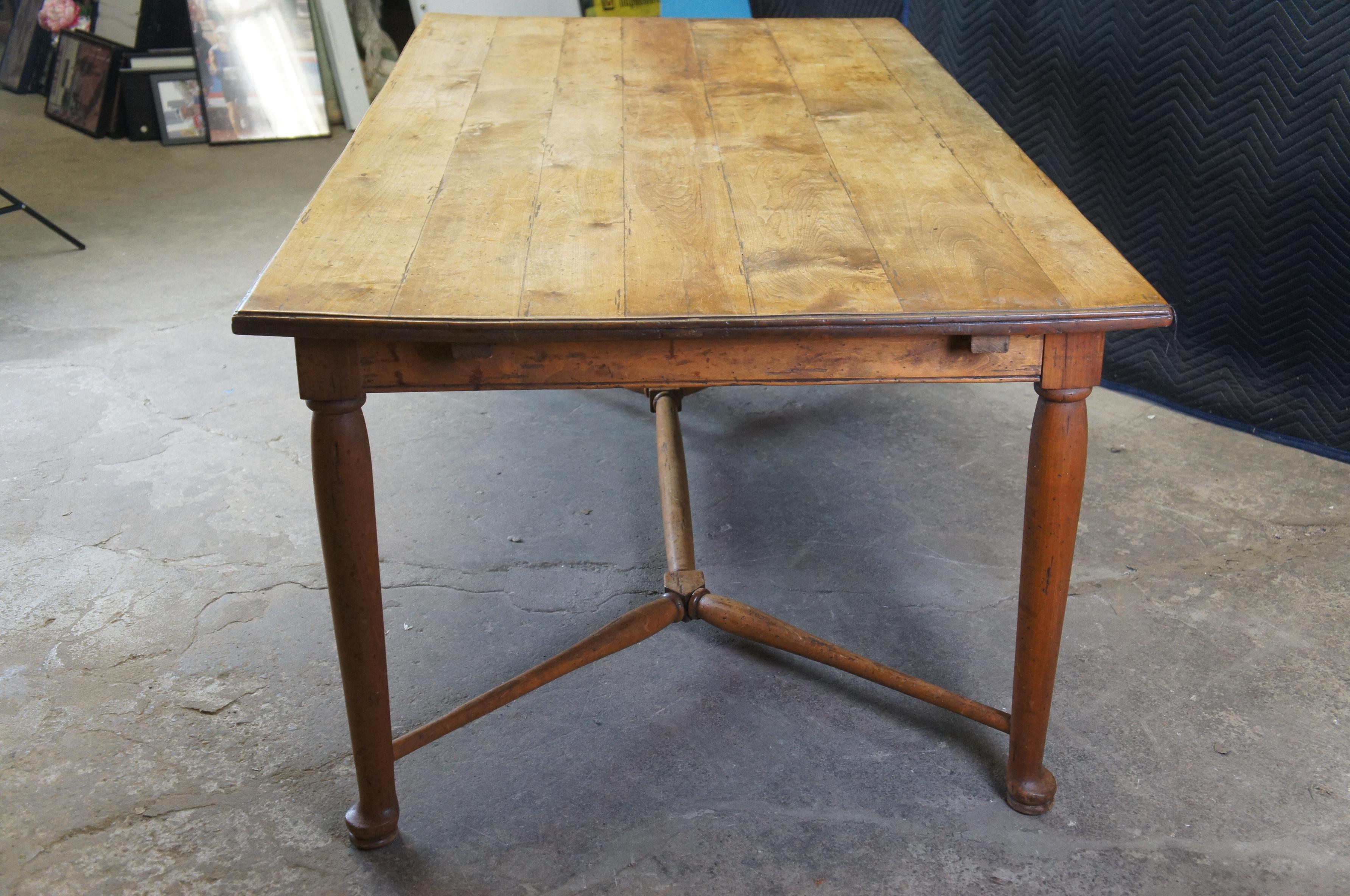 Antique English Pine Country Farmhouse Trestle Library Desk Dining Table  72