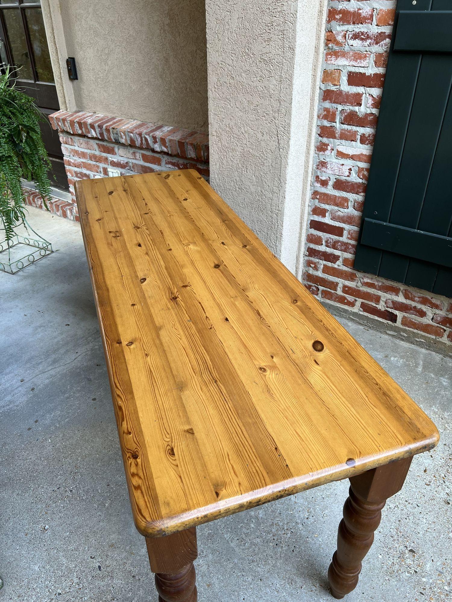 Antique English Pine Farm Table Kitchen Island Console Sofa Table