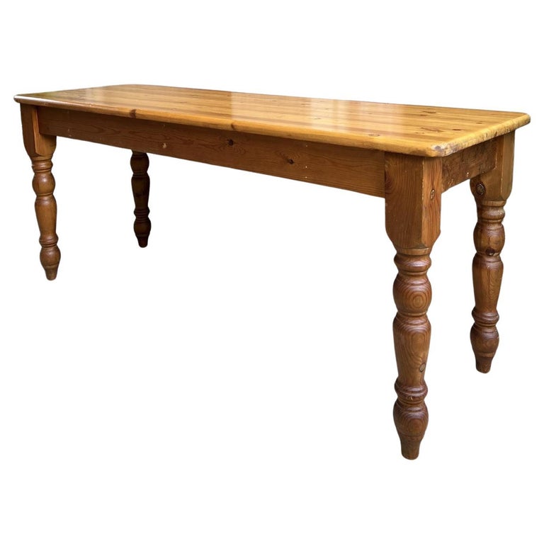 Antique English Pine Farm Table Kitchen Island Console Sofa Table