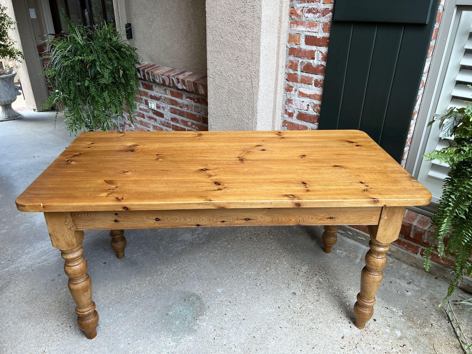 Antique English Pine Farm Table Kitchen Island Sofa Table Farmhouse Country 2