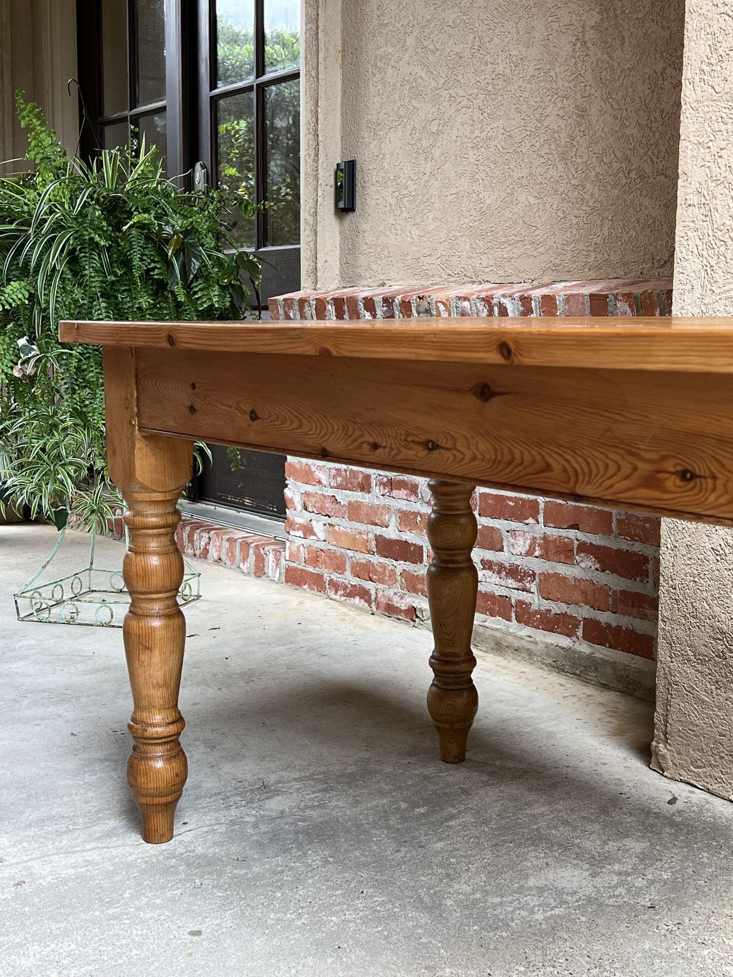 Antique English Pine Farm Table Kitchen Island Sofa Table Farmhouse Country 3