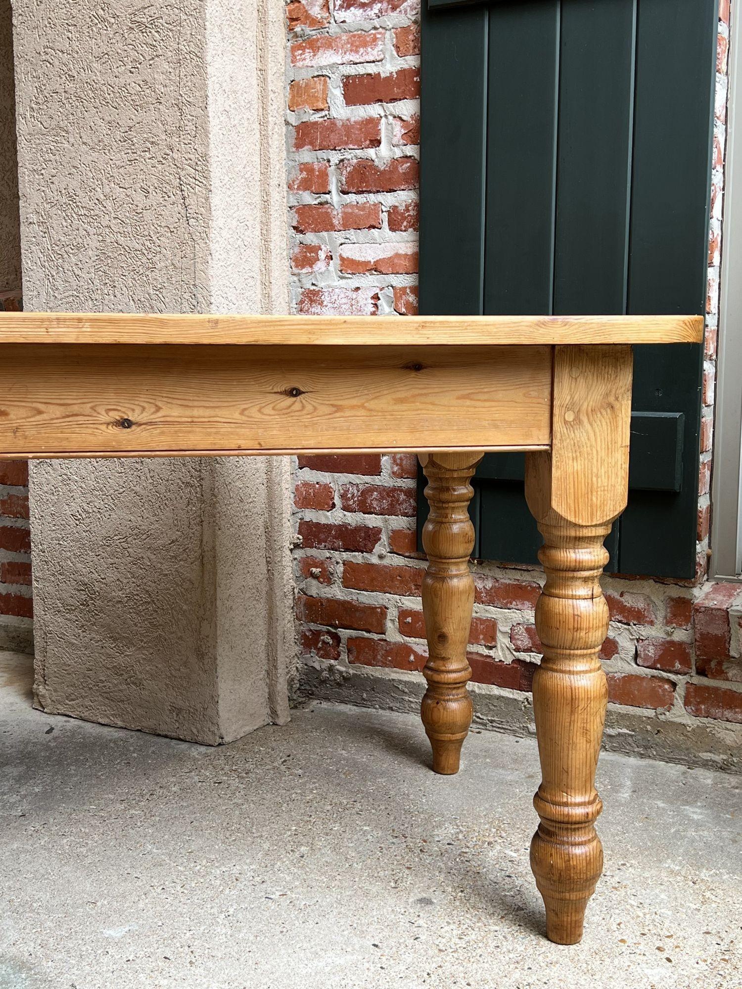 Antique English Pine Farm Table Kitchen Island Sofa Table Farmhouse Country 5