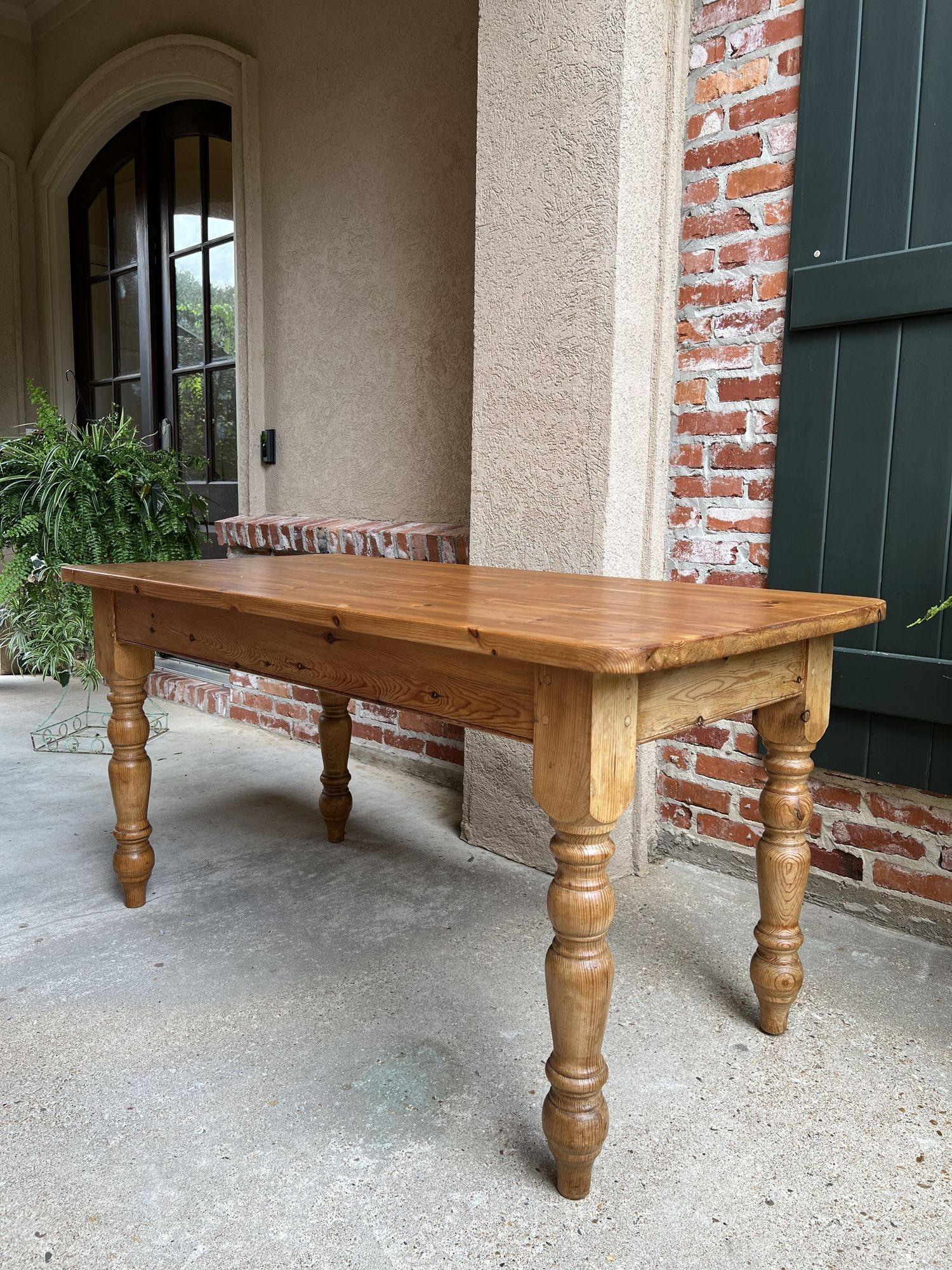 Antique English Pine Farm Table Kitchen Island Sofa Table Farmhouse Country 6