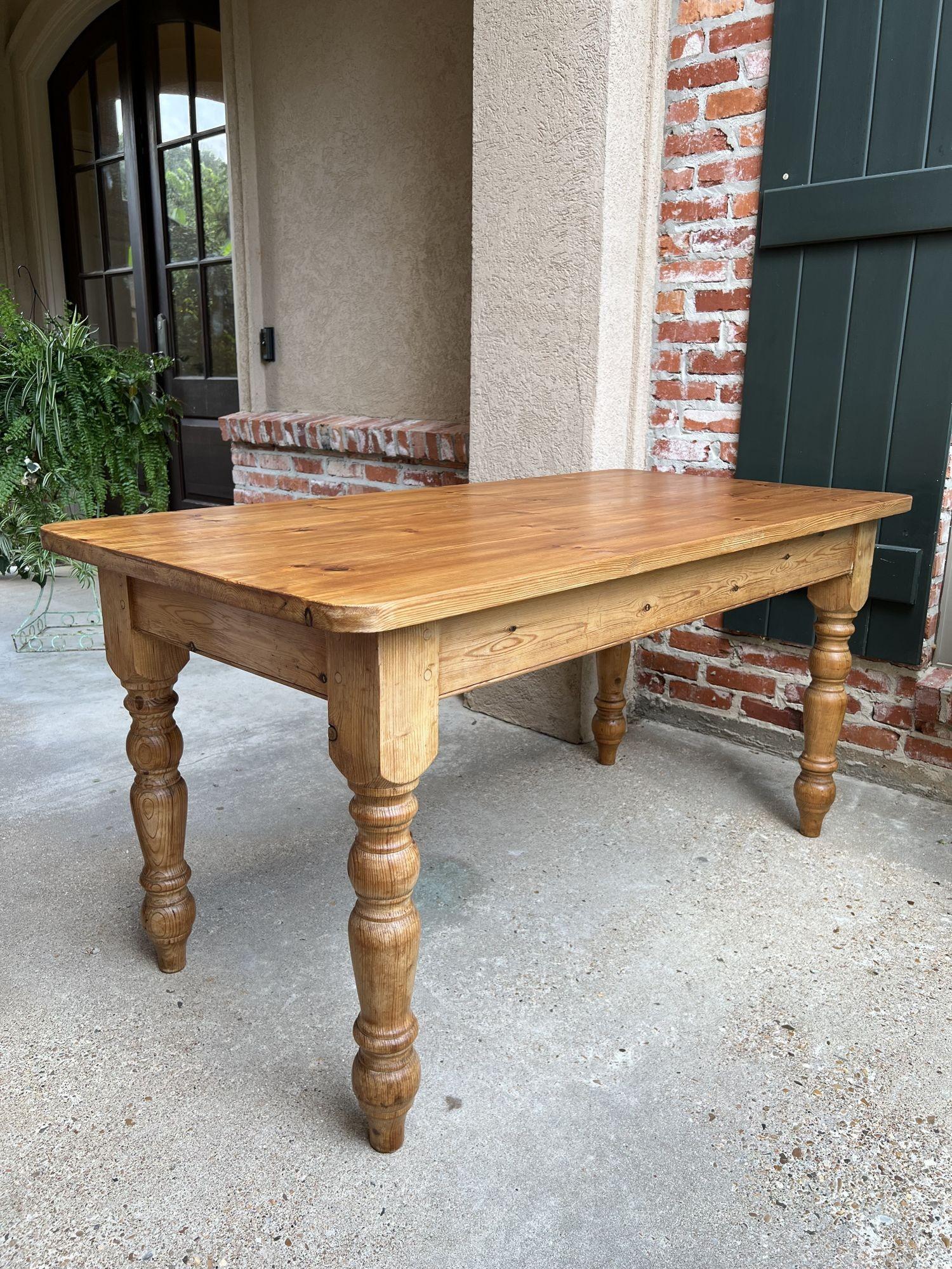 Antique English Pine Farm Table Kitchen Island Sofa Table Farmhouse Country 7