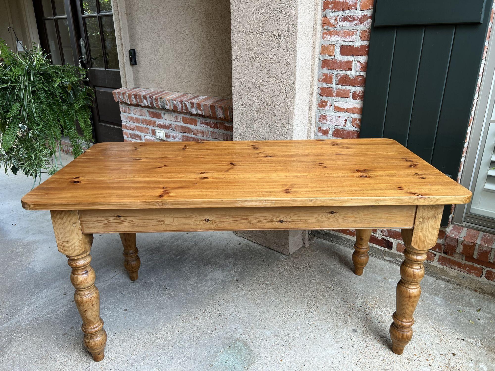 Antique English Pine Farm Table Kitchen Island Sofa Table Farmhouse Country 8