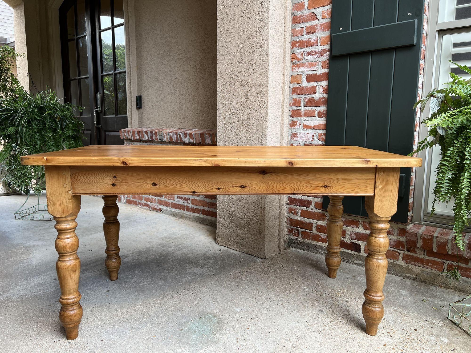 Antique English Pine Farm Table Kitchen Island Sofa Table Farmhouse Country 9