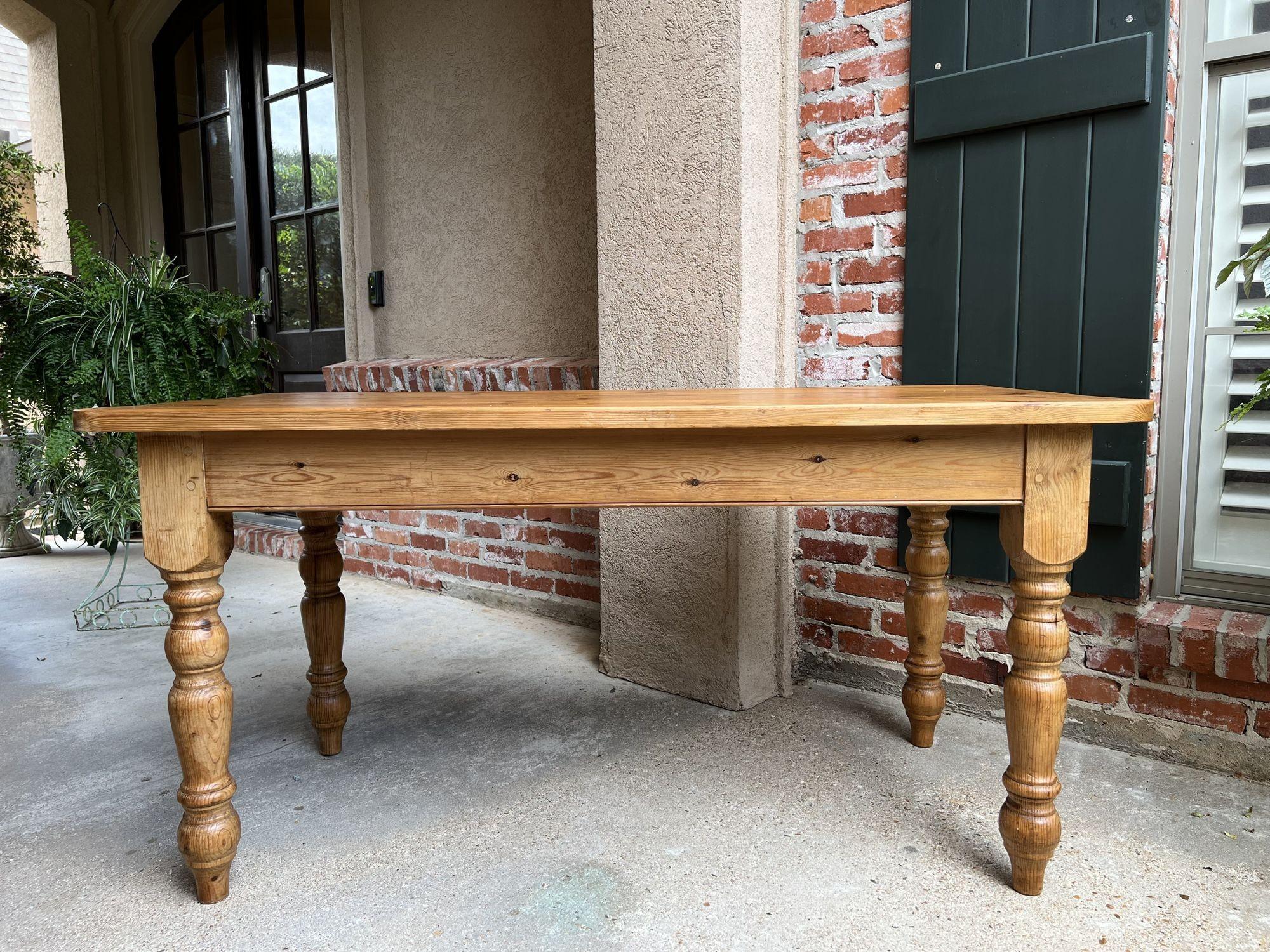 Antique English Pine Farm Table Kitchen Island Sofa Table Farmhouse Country 10