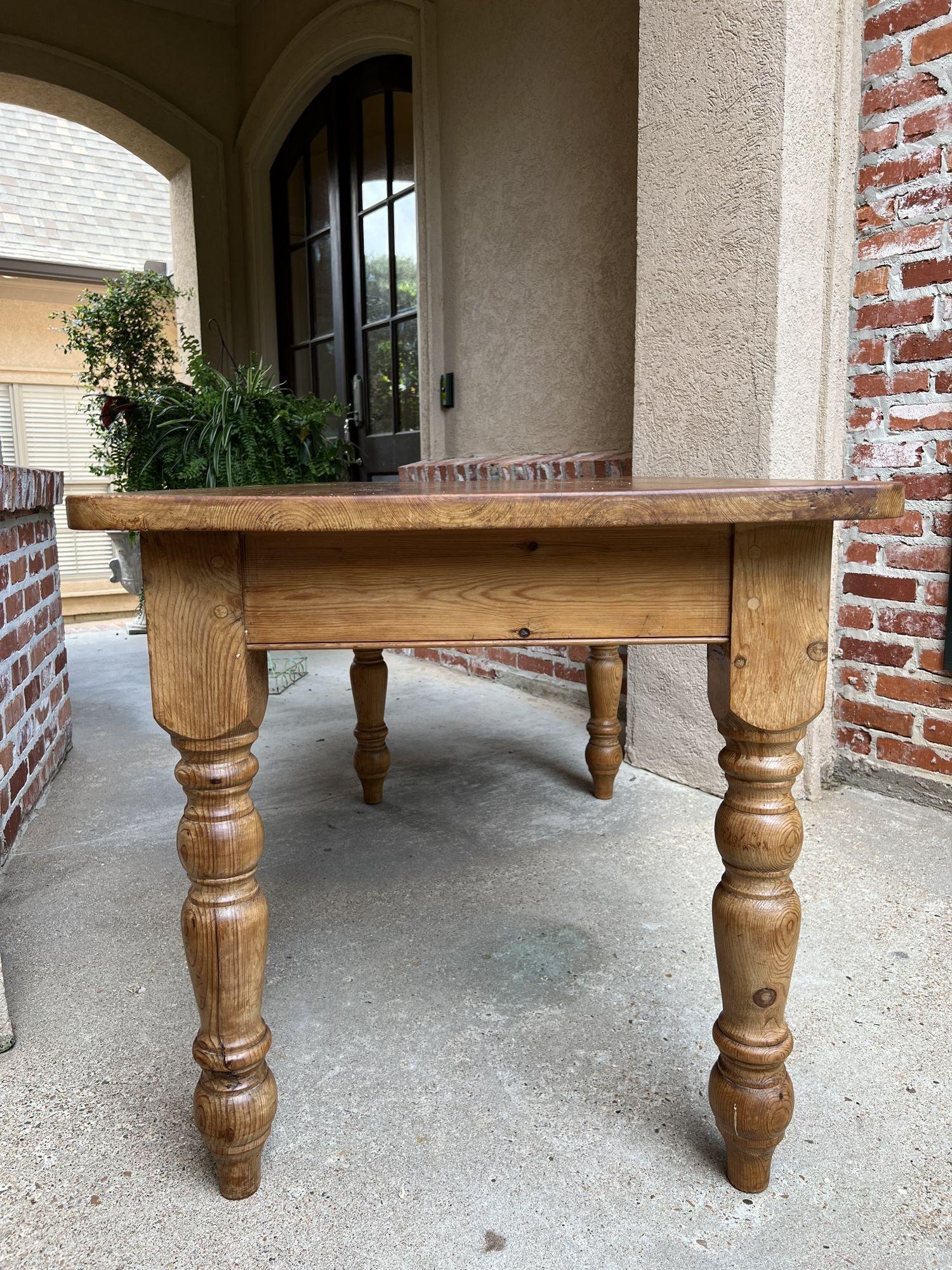 Rustic Antique English Pine Farm Table Kitchen Island Sofa Table Farmhouse Country